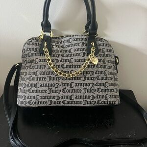 Juicy Couture Black and Gray Satchel with Graphic Pattern
